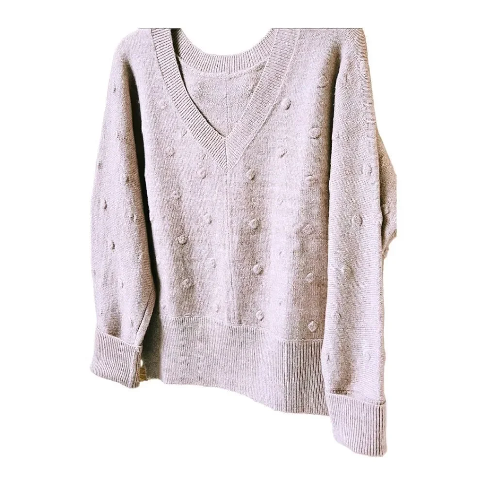 NWT WILLIAM RAST Women's V- Neck Dotted Light Pink Sweater